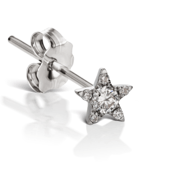 Diamond Star Stud Earring White Gold 4.5mm