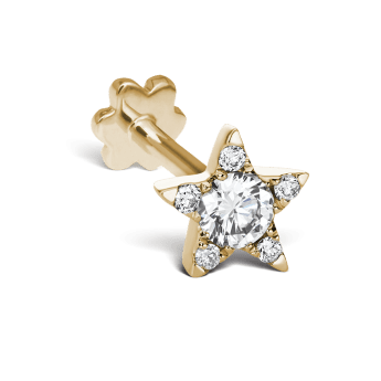 Diamond Star Threaded Stud Earring Yellow Gold 5.5mm