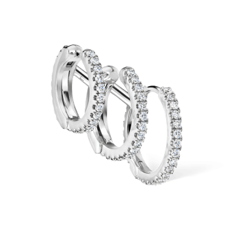 Diamond Triple Linked Eternity Hoop Earring and Cuffs White Gold 9.5mm Right