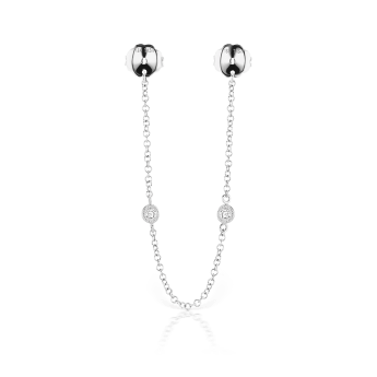 Double Scallop Set Diamond Connecting Chain Stud Earring Backs