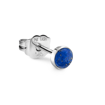 Lapis Stud Earring White Gold 3mm