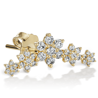 Diamond Five Flower Garland Stud Earring Yellow Gold