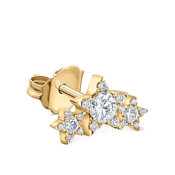 Diamond Three Star Garland Stud Earring Yellow Gold