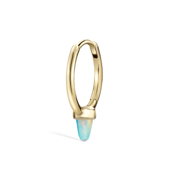 Opal Single Short Spike Hoop Earring (Non Rotating) Yellow Gold 9.5mm