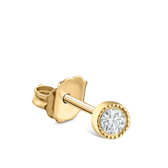 Scalloped Set Diamond Stud Earring Yellow Gold 1.5mm