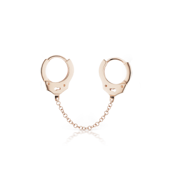 Handcuff Hoop Earring with Medium Chain Rose Gold 6.5mm