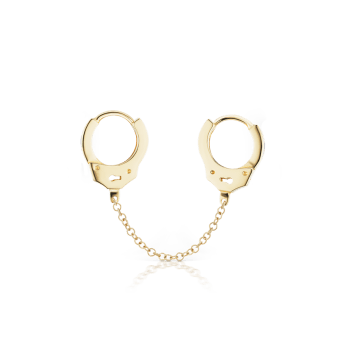 Handcuff Hoop Earring with Medium Chain Yellow Gold 6.5mm