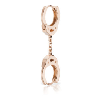 Handcuff Hoop Earring with Short Chain Rose Gold 8mm