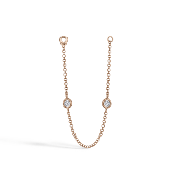 Double Scallop Set Diamond Chain Connecting Charm Rose Gold 76 mm