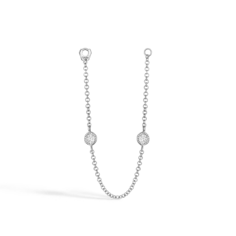 Double Scallop Set Diamond Chain Connecting Charm White Gold 76 mm