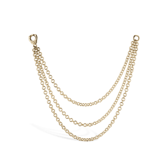 Triple Chain Connecting Charm Yellow Gold 76 mm