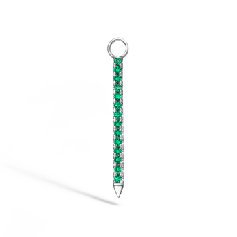 Diamond and Emerald Eternity Bar Charm White Gold 18mm