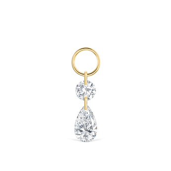 Floating Double Diamond Charm Yellow Gold 2mm / 5mm