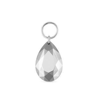 Faceted Gold Pear Charm White Gold 9mm