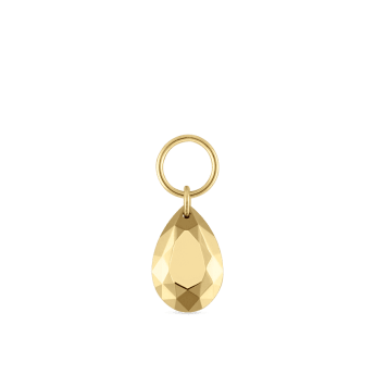 Faceted Gold Pear Charm Yellow Gold 6.5mm