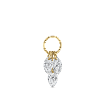 Floating Diamond Plume Charm Yellow Gold 3.5mm