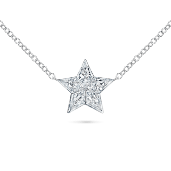 11mm Invisible Set Diamond Star Necklace White Gold