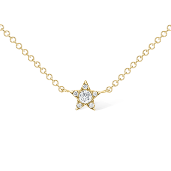 5.5mm Diamond Star Necklace Yellow Gold 18 Inches