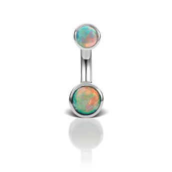 Opal Cup Solitaire Barbell White Gold 3mm / 4mm 11mm