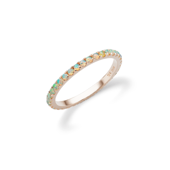 Opal Eternity Finger Ring Rose Gold US 3