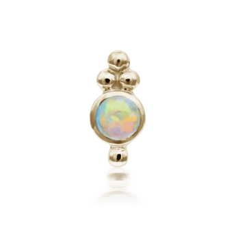 Opal Four Ball Trinity Nostril Screw Yellow Gold 7mm Straight