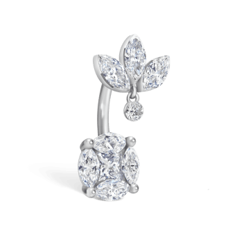 Diamond Lotus and Cluster Navel Barbell