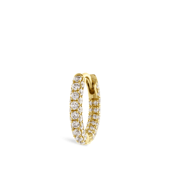 Diamond Five Row Pavé Hoop Earring (Bottom Hinge) Yellow Gold 8mm