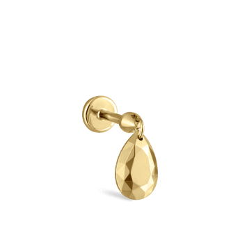 Faceted Gold Pear Threaded Charm Earring Yellow Gold 6.5mm