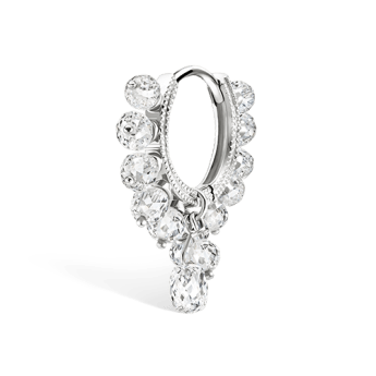 Diamond Coronet with Briolette Hoop Earring White Gold 8mm