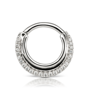 Diamond Dhara Hoop Earring White Gold 8mm 16 Gauge = 1.3mm