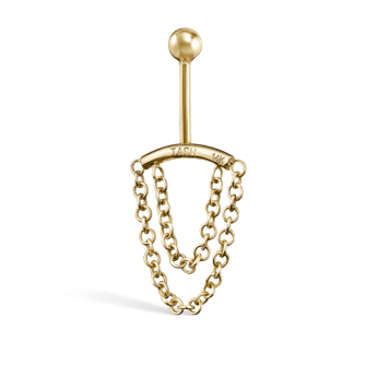 Double Chain Drape Yellow Gold Vertical