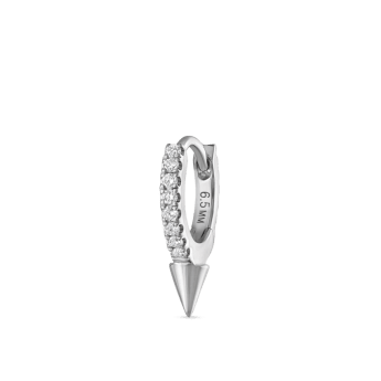 Single Short Spike Diamond Eternity Hoop Earring White Gold 6.5mm