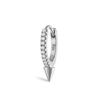 Single Short Spike Diamond Eternity Hoop Earring White Gold 8mm