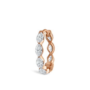 Invisible Set Diamond Marquise Eternity Hoop Earring Rose Gold 9.5mm