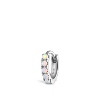 Opal Eternity Hoop Earring White Gold 6.5mm