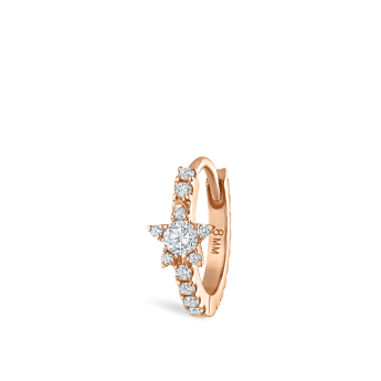 Diamond Star Eternity Hoop Earring Rose Gold 8mm