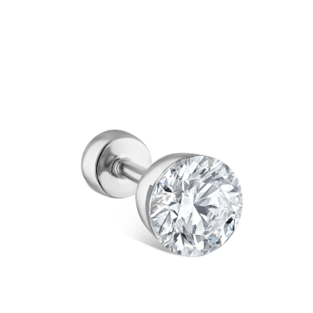 Invisible Diamond Threaded Stud Earring with Diamond Back