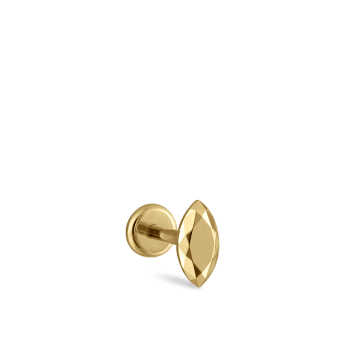 Faceted Gold Marquise Threaded Stud Earring Yellow Gold 5.5mm