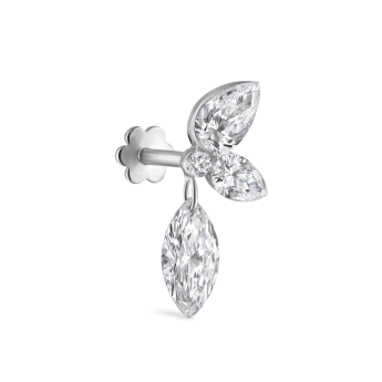 Grand Marquise Pear Diamond Echo Earring White Gold 13.7mm A Direction