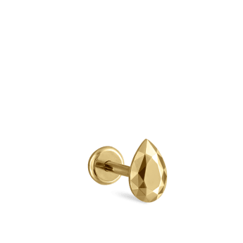 Faceted Gold Pear Threaded Stud Earring Yellow Gold 5.5mm