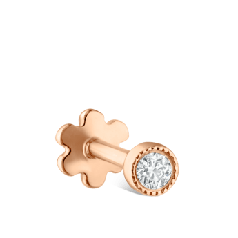 Scalloped Set Diamond Threaded Stud Earring Rose Gold 1.5mm