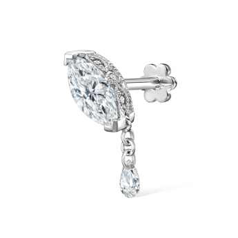 Single Teardrop Marquise Diamond Threaded Stud Earring