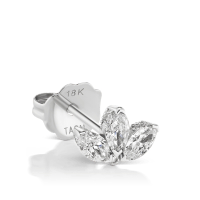 Engraved Diamond Lotus Stud Earring | MARIA TASH