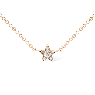 5.5mm Diamond Star Necklace Rose Gold 16 Inches MARIA TASH