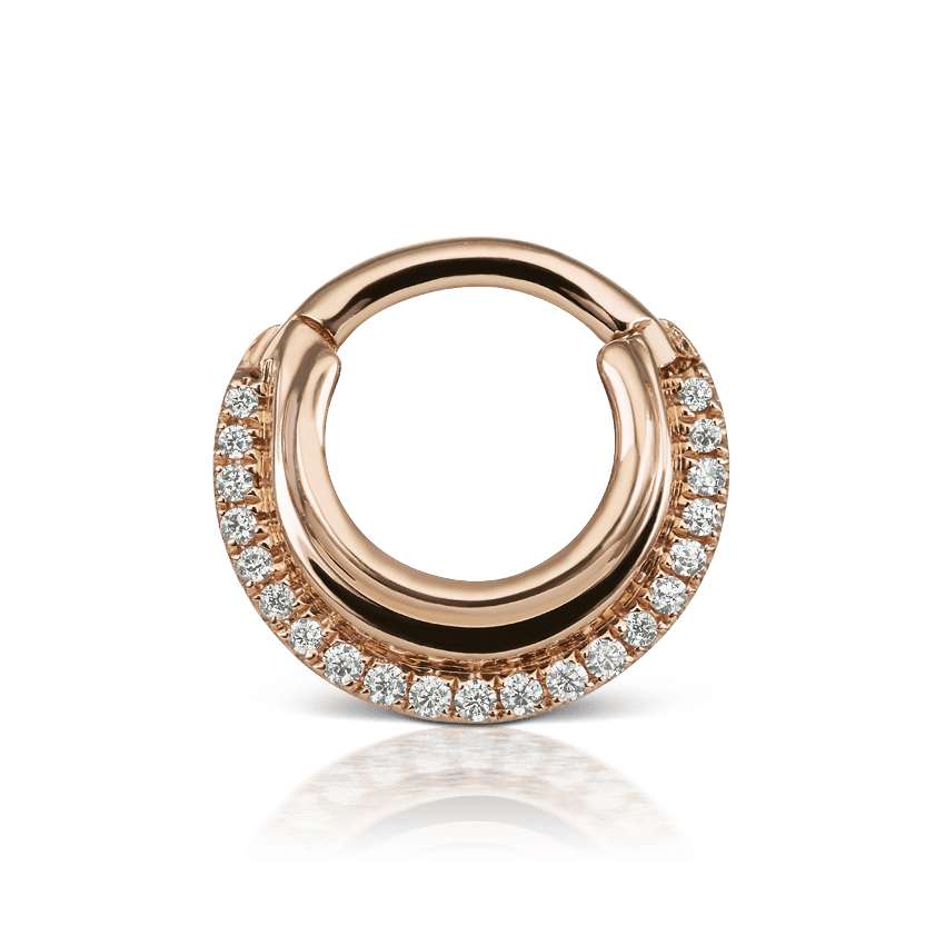 Cubic Zirconia Dhara Hoop Earring Rose Gold 6.5mm 16 Gauge = 1.3mm