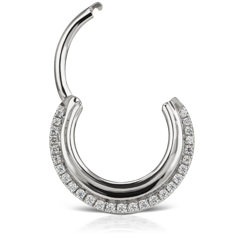 Cubic Zirconia Dhara Hoop Earring White Gold 9.5mm 16 Gauge = 1.3mm