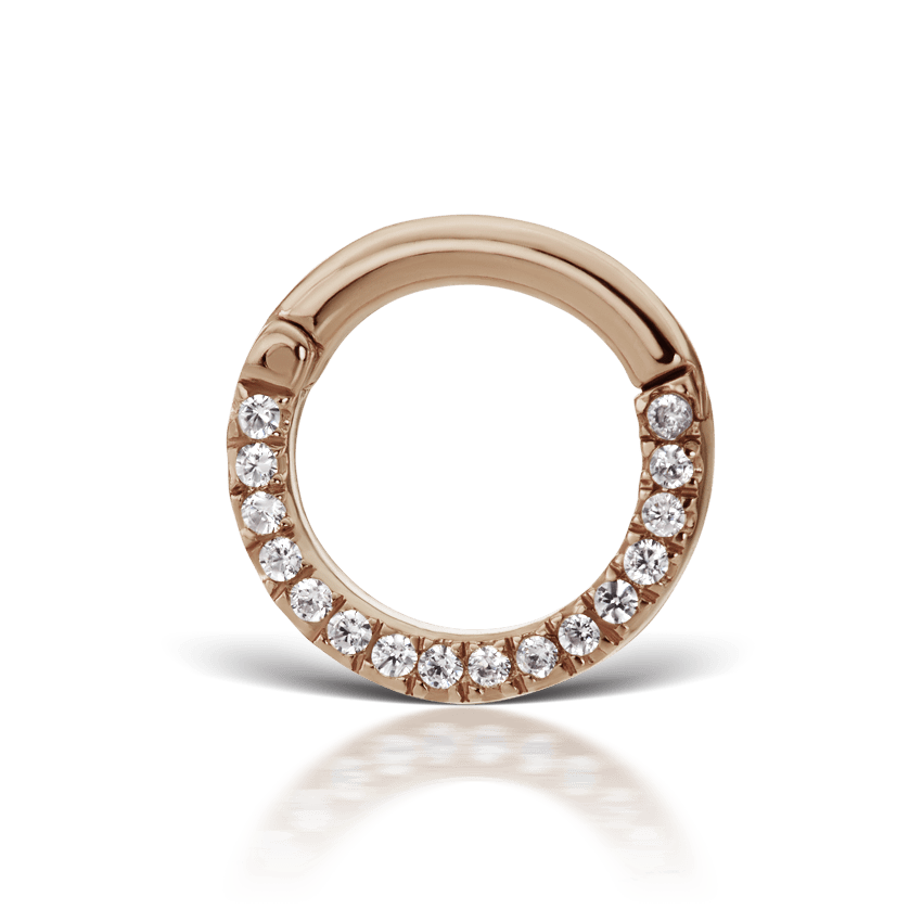 Cubic Zirconia Horizontal Eternity Hoop Earring Rose Gold 8mm 14 Gauge = 1.6mm