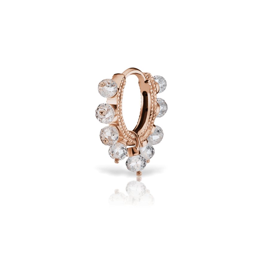 Diamond Coronet Hoop Earring Rose Gold 6.5mm