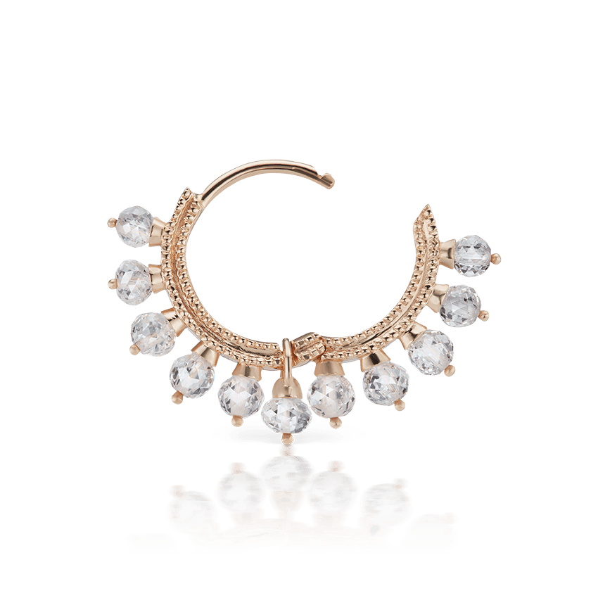 Diamond Coronet Hoop Earring Rose Gold 8mm