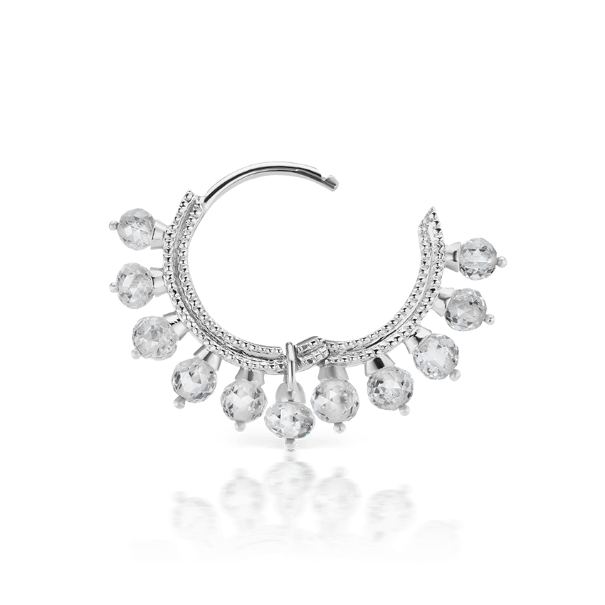 Diamond Coronet Hoop Earring White Gold 8mm